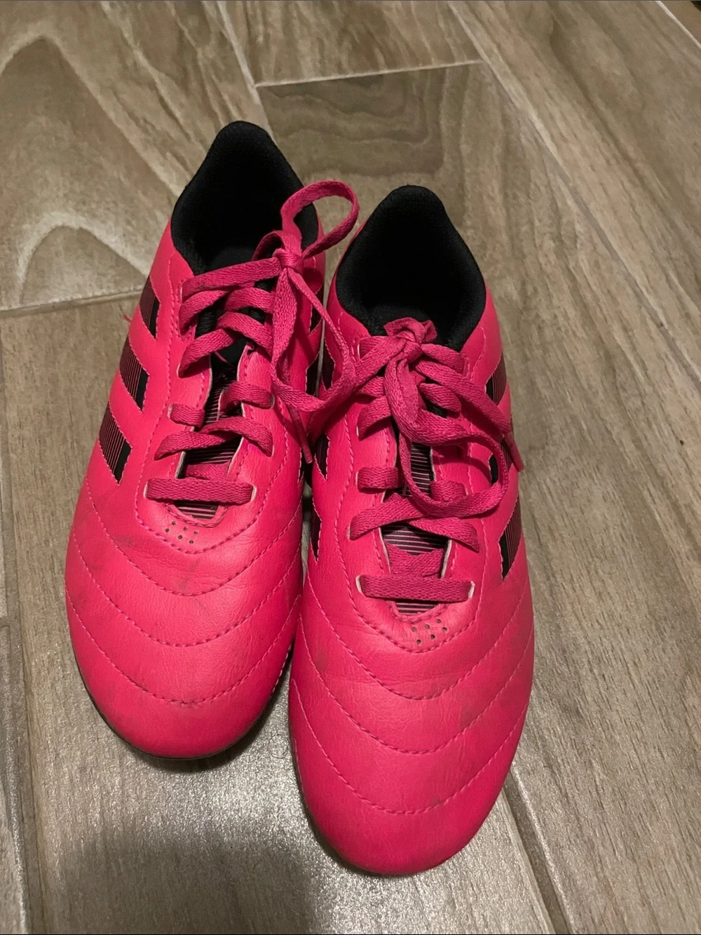 adidas Kids Hot Pink Sneakers with Black Stripes
